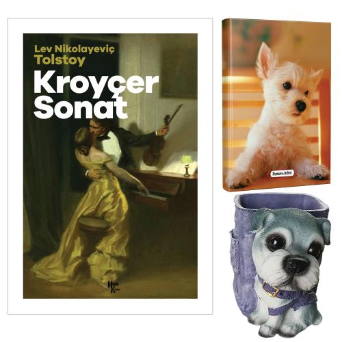 Kroyçer Sonat - Tolstoy ve Dekoratif Köpek Kalemlik - Pamuk Şeker Planlama Defteri