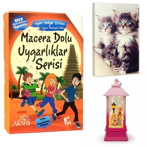 Macera Dolu Uygarlıklar 5 Kitap - Maviş Kediler Planlama Defteri ve Melodi ve Huzur Fener Tipi Işıklı Kar Küresi