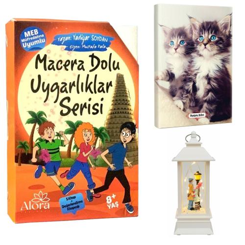 Macera Dolu Uygarlıklar 5 Kitap - Maviş Kediler Planlama Defteri ve Sokak Lambalı Aşk Fener Tipi Işıklı Kar Küresi