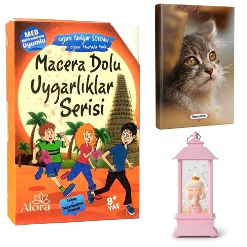 Macera Dolu Uygarlıklar 5 Kitap - Minik Kedi Planlama Defteri ve Kedili Prenses Fener Tipi Işıklı Kar Küresi