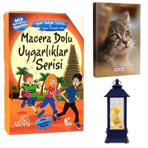 Macera Dolu Uygarlıklar 5 Kitap - Minik Kedi Planlama Defteri ve Küçük Prens Temalı Fener Tipi Işıklı Kar Küresi