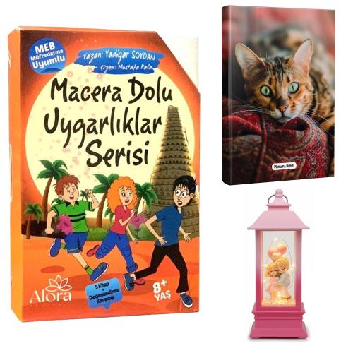 Macera Dolu Uygarlıklar 5 Kitap - Şaşkın Kedi Planlama Defteri ve Balonlu Aşıklar Fener Tipi Işıklı Kar Küresi