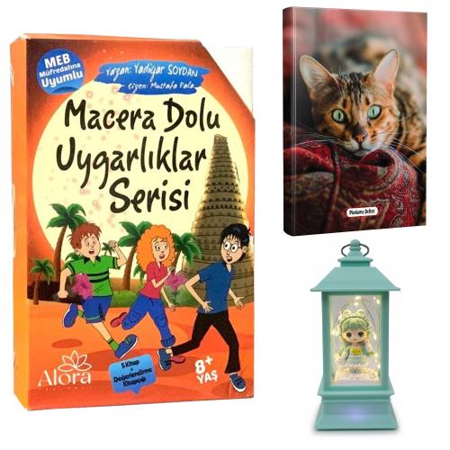 Macera Dolu Uygarlıklar 5 Kitap - Şaşkın Kedi Planlama Defteri ve Tavşanlı Kız Fener Tipi Işıklı Kar Küresi