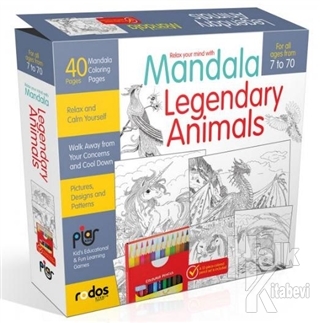 Mandala, Legandary Animals - For All Ages From 7 To 70 - A12-Piece-Colored Pencil Set is Included
