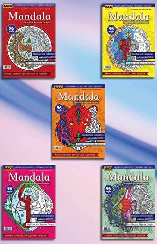 Maxi Mandala Desenlerle Boyama Terapisi 5'li Set - Halkkitabevi