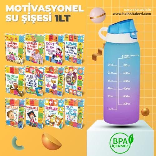 Motivasyonel Su Matarası ve 12 Etkinlik - BPA Free - 1000ml - Halkkita