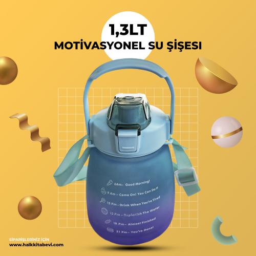 Motivasyonel Su Şişesi 1,3L Mavi-Mor