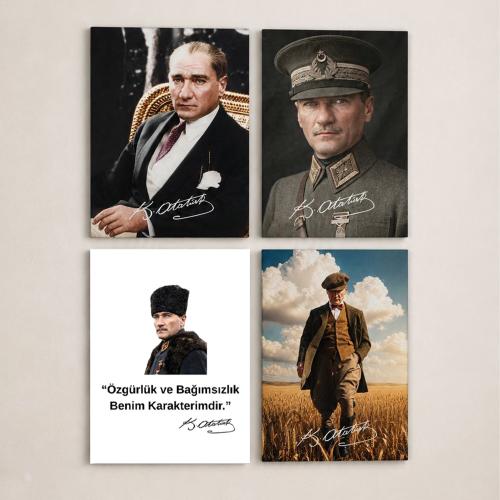 Mustafa Kemal 4'lü Set - 15x20 cm, 3 mm MDF, UV Baskı - Halkkitabevi