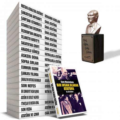 Mustafa Kemal'den Atatürk'e Seti - 20 Kitap ve Atatürk Büstü Bronz - H