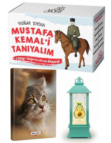 Mustafa Kemali Tanıyalım 5 Kitap - Minik Kedi Planlama Defteri ve Avokado Fener Tipi Işıklı Kar Küresi