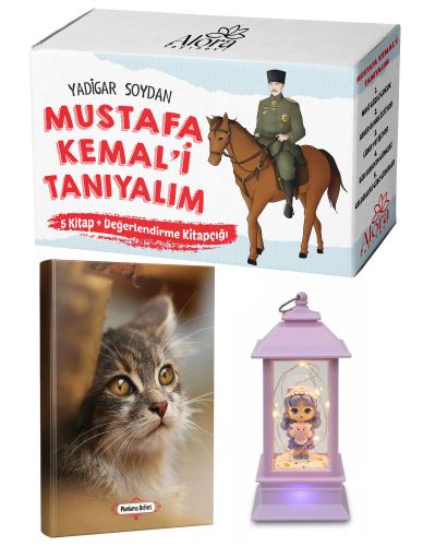 Mustafa Kemali Tanıyalım 5 Kitap - Minik Kedi Planlama Defteri ve Oyuncak Domuzcuklu Kız Fener Tipi Işıklı Kar Küresi
