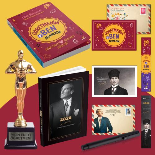 Öğretmenim ve Ben Aramızda - Oscar Heykeli - İstikbal 2026 Atatürk Ajandası ve Roller Kalem