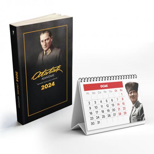 2024 Önder Atatürk Ajanda ve 2024 Yapraklı Masa Takvimi - Halkkitabevi