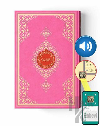 Orta Boy Kur'an-ı Kerim (2 Renkli, Pembe, Mühürlü) (Ciltli)