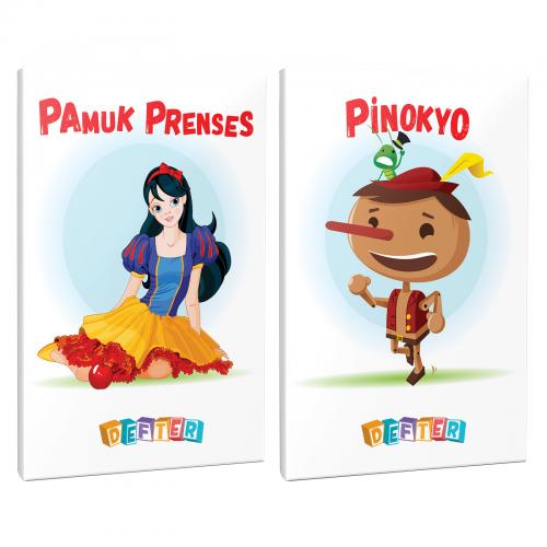 Pamuk Prenses ve Pinokyo 2'li 64 Sayfa 13,5x19,5 Defter Seti