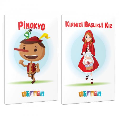 Pinokyo ve Kırmızı Başlıklı Kız 2'li 64 Sayfa 13,5x19,5 Okul Defteri S