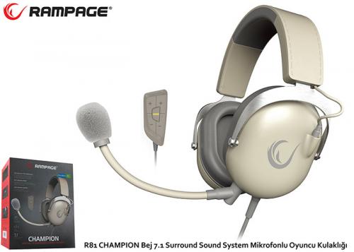 Rampage R81 CHAMPION Bej 7.1 Surround Sound System Mikrofonlu Oyuncu K