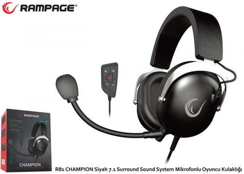 Rampage R81 CHAMPION Siyah 7.1 Surround Sound System Mikrofonlu Oyuncu