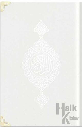 Rahle Boy Kadife Kur'an-ı Kerim (Beyaz, Yaldızlı, Mühürlü) A3 (Ciltli)