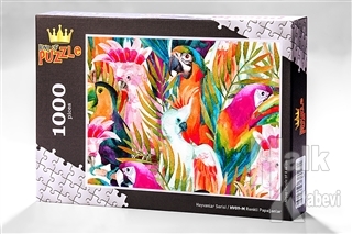 Renkli Papağanlar (1000 Parça) - Ahşap Puzzle Hayvanlar Serisi - (HV09-M)