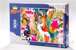 Renkli Papağanlar (500 Parça) - Ahşap Puzzle Hayvanlar Serisi - (HV10-D)