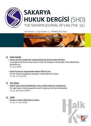 Sakarya Üniversitesi Hukuk Fakültesi Dergisi Cilt: 2 – Sayı: 1 Temmuz 2014