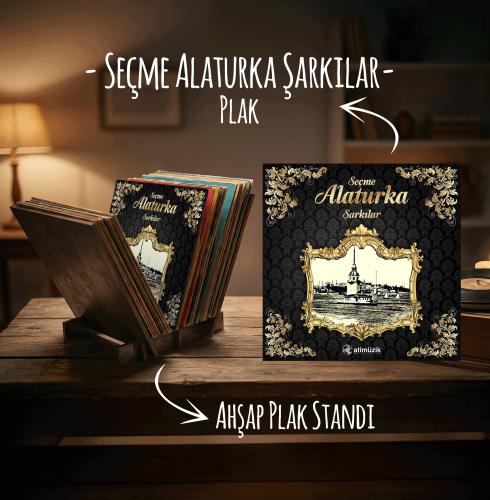 Seçme Alaturka Şarkılar Plak ve Ahşap Plak Standı - Halkkitabevi