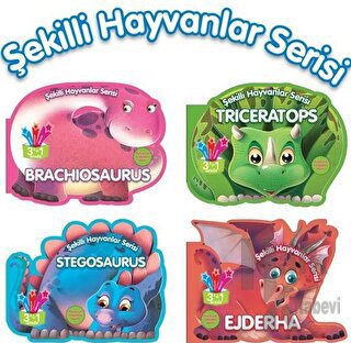 Şekilli Dinozor ve Ejderha Hayvanları Serisi Seti - 4 Kitap Takım