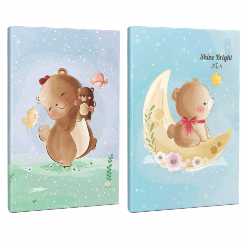 Sevimli Ayıcıklar 2li 64 Sayfa Çizgili Okul Defteri Seti -1 - Halkkita