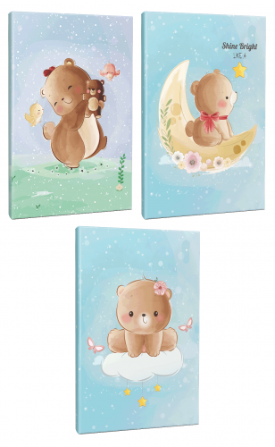 Sevimli Ayıcıklar 3lü 64 Sayfa Çizgili Okul Defteri Seti -1 - Halkkita