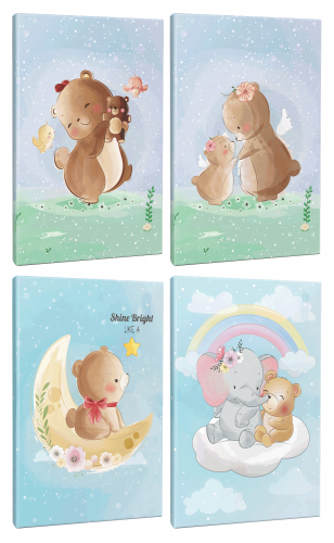 Sevimli Ayıcıklar 4lü 64 Sayfa Çizgili Okul Defteri Seti -2 - Halkkita