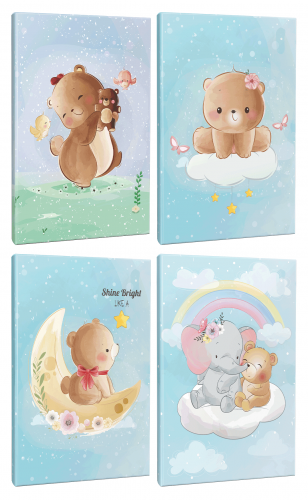 Sevimli Ayıcıklar 4lü 64 Sayfa Çizgili Okul Defteri Seti -3 - Halkkita