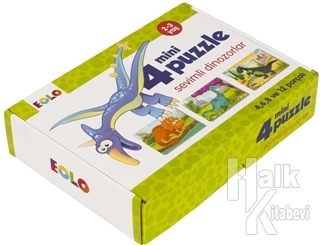 Sevimli Dinozorlar - 4 Mini Puzzle - Halkkitabevi