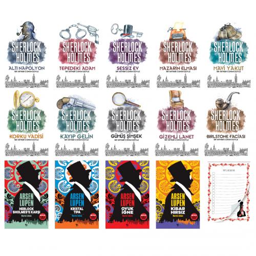 Sherlock Holmes 10 Kitap Arsen Lupen 4 Kitap ve Bloknot