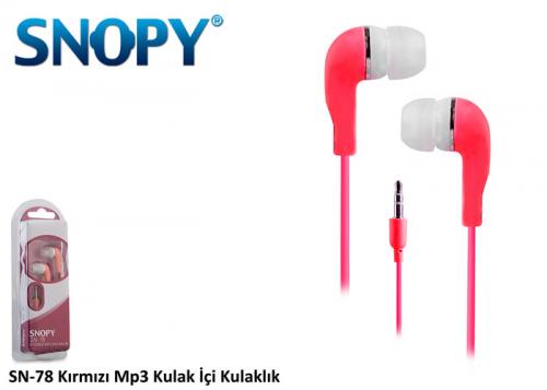 Snopy SN-78 MP3 Kulak İçi Kırmızı Kulaklık - Halkkitabevi