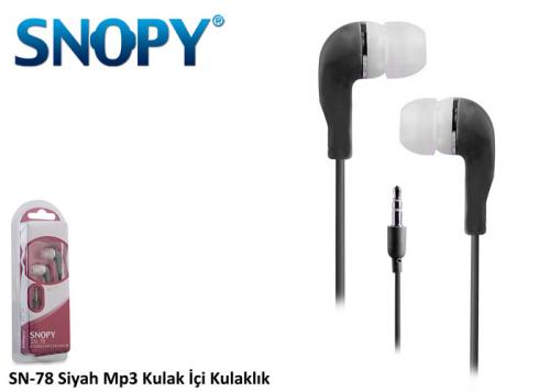 Snopy SN-78 MP3 Kulak İçi Siyah Kulaklık - Halkkitabevi