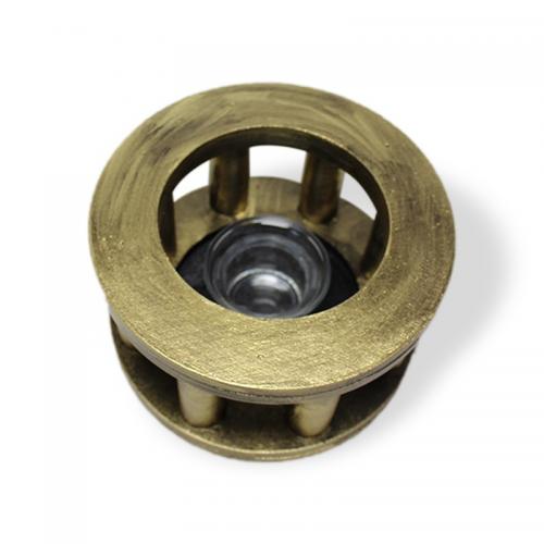 Sütunlu Dekoratif Ahşap Mumluk, Siyah Üzerine Altın Varaklı, Küçük - H