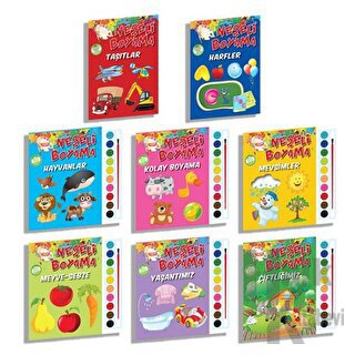 Suluboya Takımlı Neşeli Boyama Seti - 8 Kitap Takım - Halkkitabevi