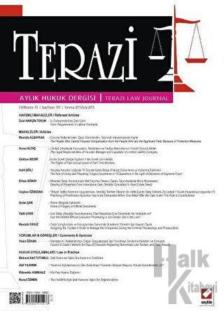 Terazi Aylık Hukuk Dergisi Sayı:107 Temmuz 2015 - Halkkitabevi