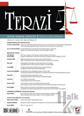 Terazi Aylık Hukuk Dergisi Sayı:108 Ağustos 2015 - Halkkitabevi