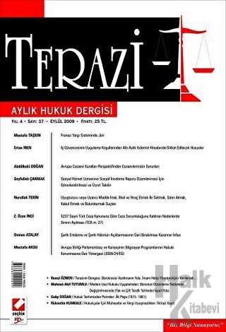 Terazi Aylık Hukuk Dergisi Sayı: 37 Eylül 2009 - Halkkitabevi