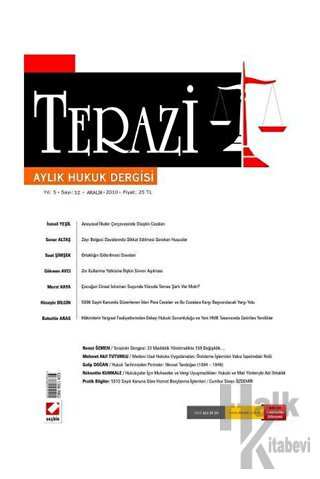Terazi Aylık Hukuk Dergisi Sayı: 52 Aralık 2010 - Halkkitabevi