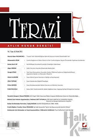 Terazi Aylık Hukuk Dergisi Sayı: 65 Ocak 2012 - Halkkitabevi