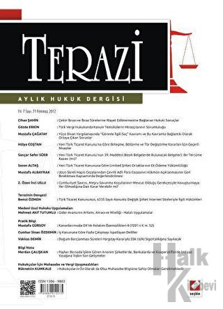 Terazi Aylık Hukuk Dergisi Sayı: 71 Temmuz 2012 - Halkkitabevi