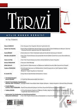 Terazi Aylık Hukuk Dergisi Sayı: 73 Eylül 2012 - Halkkitabevi