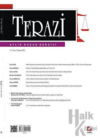 Terazi Aylık Hukuk Dergisi Sayı: 75 Kasım 2012 - Halkkitabevi