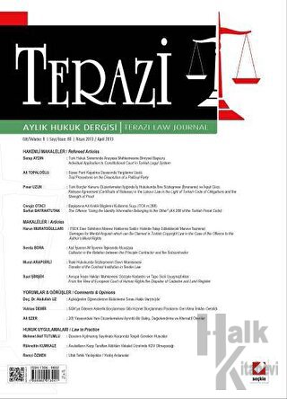 Terazi Aylık Hukuk Dergisi Sayı: 80 Nisan 2013 - Halkkitabevi