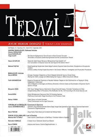 Terazi Aylık Hukuk Dergisi Sayı: 85 Eylül 2013