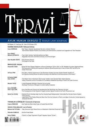 Terazi Aylık Hukuk Dergisi Sayı: 86 Ekim 2013 - Halkkitabevi