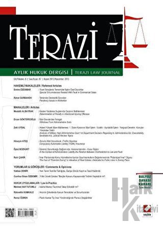 Terazi Aylık Hukuk Dergisi Sayı: 87 Kasım 2013 - Halkkitabevi